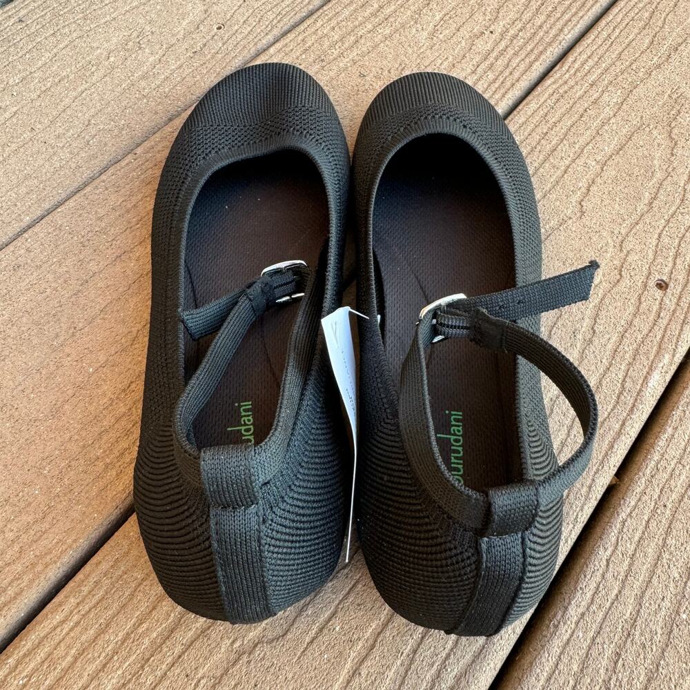 NWT Burudani Black Knit Removable Insole Round Toe Ankle Strap Ballet Flats 9 - Picture 3 of 12
